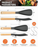 Multifunction Spatula Spoon for Nonstick Cookwares, Great for Cooking and Serving, Sturdy BPA-Free Matte Silicone, Wood Handle Spatula for Mixing, Scoop, and Scrape, Grey(2 pack,11.4" & 13.4") by CozyNest Decor