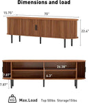 Bonzy Home 70" Mid Century Modern TV Stand, Tambour Entertainment Center with Storage, Long Media Console Television Stand with Metal Legs for up to 75'' TV, Walnut by CozyNest Decor