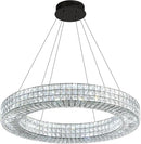Dia 32" Ring Crystal Chandelier Modern Black Ring Chandelier Adjustable Height Luxury Crystal Pendant Ceiling Light Fixture for Dining Living Room Bedroom by CozyNest Decor