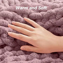 Chunky Knit Throw Blanket, 40''*50'' Knitted Throw Chenille Yarn for Bed Couch, Handmade Muted Pink Crochet Big Thick Blanket, Machine Washable Cute Comfy Blanket for Home Decor by CozyNest Decor