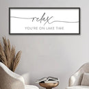 SRSZHIYUE Relax You're On Lake Time Wall Decor Above Bed Sign 40"×15" for Lake House Bedroom Over Bed Large Wood Framed Hanging Art (Black) by CozyNest Decor