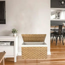 Wicker Storage Basket with Lid, 42.3 Gallon (160L) Large Blanket Basket with Lid, Woven Storage Bin with Handles, Removable Liner, Metal Frame, Foldable, for Bedroom, Laundry Room, Natural by CozyNest Decor