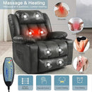 PARKOL Power Lift Recliner Chair for Elderly Breathable Leather Recliner Chair with Massage and Heat,2 Cup Holders,Electric Stand Assist,USB Ports,Gifts for Family (Beige) by CozyNest Decor