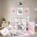 Personalized Baby Bedding Set, 5 Pcs Custom Baby Crib Sets with Name, Toddler Bedding Set for Baby Girls, Pink Elephants Double Layer Nursery Bedding Set, Customized Gifts for Infants Kids by TinyTreasures Baby Boutique