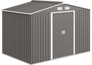 Outsunny 9' x 6' Outdoor Storage Shed, Garden Tool Metal Shed with Foundation Kit, Double Lockable Door, Air Vents and Sloping Roof, for Backyard, Patio, Lawn, Gray by GreenHaven Gardens