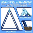 440lbs Kids Swing Set, 3-in-1 Outdoor Playground with Platform Swing, Belt Seat & 4ft Trampoline, Heavy Duty A-Frame Metal Stand & Safety Stakes, Backyard Playset for Toddlers 3-8 Years Old by TinyTreasures Baby Boutique
