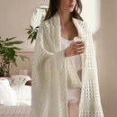 PHF 100% Cotton Waffle Weave Throw Blanket, Soft Lightweight Breathable Cozy Summer Throws for Couch Bed Sofa, Luxury Aesthetic Woven Blanket for Home Decor & Office, 50"x60", Ivory by CozyNest Decor