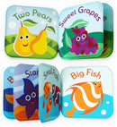 Floating Baby Bath Books Set of 4 - Bath Books for Babies, Infants - Waterproof, Mold-Free Bath Toys for Learning & Early Education (Fruit, Ocean, ABC, Numbers Books) by TinyTreasures Baby Boutique