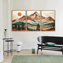 Tinonedraw Mountain Framed Canvas Wall Art Set of 3, Sunrise Forest Woodland Landscape Art Prints, Boho Coloful Ridge Scenery Wall Decor, Wood Pine Wilderness Art Paintings for Living Room Bedroom, Office 16"x24" by CozyNest Decor