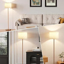 Ambimall 60'' Modern Floor Lamp with Shade, Tall Lamps for Living Room, Bedroom, Office, Dining Room, White Shade with Brown Pole(Without Bulb) by CozyNest Decor