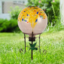 10" Diameter Solar Gazing Ball and 8.5" Metal Stand Indoor Outdoor Yard Art Ornament Coloful Spot Glass Globe Sphere Solar Gazing Balls for Garden,Lawn,Porch,Patio Birthday Gifts for Women,Mom by CozyNest Decor