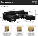 Belffin Modular Sectional Sofa U Shaped Sectional Couch with Reversible Chaises Velvet Modular Sofa with Storage Seat Black by CozyNest Decor