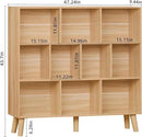LEYAOYAO 10 Cube Bookshelf,3 Tier Modern Wide Bookcase with Legs,Mid-Century Wood Bookshelves Storage,Natural Large Book Case,Freestanding Organizer Display Shelf for Bedroom,Living Room,Office by CozyNest Decor