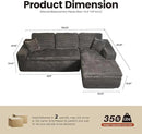 ovios 105” Modular Sectional Sofa with Thicken Seat Cushion, Cloud Couch with Deep Seat, Modern L-Shape Sofas Couches with Chaise,Upholstered Couches for Living Room Bedroom,Grey by CozyNest Decor