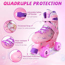 Rainbow Toddler Roller Skates - Size 4 Adjustable | Light Up Quad Skates for Girls & Boys Beginners Aged 3-12 by TinyTreasures Baby Boutique