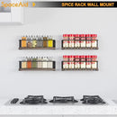 SpaceAid Spice Rack Organizer for Cabinet Door or Wall Mount (4 Pack) with 415 Spice Labels - Wood Hanging Seasoning Shelf for Cupboard Pantry or over the Stove by CozyNest Decor