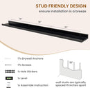 Axeman Picture Ledge Shelf, Floating Shelves for Wall Decor Storage Set of 6, 55 inch Floating Wall Mounted Shelves, Wall Shelves with Lip for Living Room, Bedroom, Nursery, Bathroom, Kitchen, Black by TinyTreasures Baby Boutique