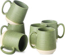 Hasense Porcelain Coffee Mugs Set of 6, 15 Ounce Large Ceramic Coffee Cups Set with Handle for Latte, Tea, Cocoa and Hot Chocolate, Green Coffee Mugs for Men and Women, Microwave Safe by CozyNest Decor