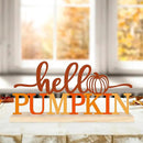 COCHIE Metal Hello Pumpkin Sign, Orange Fall Decorations for Home, Office, Shelf, Mantel, Indoor, Autumn Pumpkin Decoration, Hello Fall Decor (Autumn A) by CozyNest Decor
