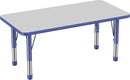 FDP Rectangle Activity School and Kids Classroom Table (24 x 48 inch), Toddler Legs, Adjustable Height 15-24 inches - Gray Top and Blue Edge by CozyNest Decor