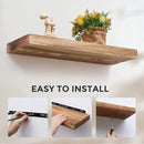 Fun Memories European Pine Floating Shelves for Wall, Mounted Shelf for Decor Storage Set of 2 - Natural Rustic Wooden Wall Shelf for Kitchen Bathroom Living Room Bedroom Farmhouse - Carbonized by CozyNest Decor