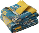Boho Muslin Blanket for Adults 4-Layer Gauze Twin Size Soft Cozy 100% Cotton Summer Cooling Blanket Floral Decor for Sofa Bed Coverlet Both Sides (Flowr Branch Teal, Twin 60 x 80 in) by CozyNest Decor