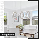 Buccleuch 3-Ring Crystal Chandelier, Dimmable LED Pendant Light Fixture Adjustable Stainless Steel Pendant Light, Silver Crystal Chandeliers for Dining Room, Bedroom, Living Room by CozyNest Decor