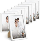 HAUS AND HUES 6x8 White Metal Picture Frames - Bulk Frames 6x8 - Features Premium Aluminum, Vertical Hanging, Easel Back for Tabletop, Home, Office (6x8 in, White, Set of 9) by CozyNest Decor