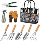 Gardening Tools 9-Piece Heavy Duty Gardening Hand Tools with Fashion and Durable Garden Tools Organizer Handbag,Rust-Proof Garden Tool Set, Ideal Gardening Gifts for Women by GreenHaven Gardens