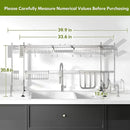 2 Tier Extra Large Stainless Steel Expandable Over The Sink Dish Drainer Drying Rack, Rust Proof Metal, Space Saving, Modern Silver Big Capacity Extendable Plate Strainers Above Kitchen Counter by CozyNest Decor