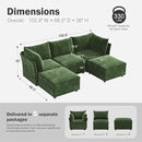 102.6" U Shaped Modular Sectional Sofa, 5 Seater Couch with Storage Ottoman Deep Seat and High Backrest with Removable Cover for Living Room, Apartment - Chenille Green by CozyNest Decor