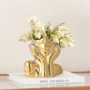 Gold Ceramic Human Face Decorative Vase - Shy Posture Modern Art Desktop Display for Bookshelf, Living Room, Office, Bedroom by GreenHaven Gardens