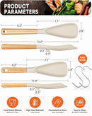 Multifunction Spatula Spoon for Nonstick Cookwares, Great for Cooking and Serving, Sturdy BPA-Free Matte Silicone, Wood Handle Spatula for Mixing, Scoop, and Scrape, Khaki(2 pack,11.4" & 13.4") by CozyNest Decor