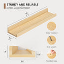 Picture Ledge Shelf, Solid Pine Wood Floating Shelves Set of 4, 16 Inches Nursery Book Shelves for Toys Storage, Kids Bookshelf Wall Mounted for Living Room Decor Photo Frames, Unfinished Natural by TinyTreasures Baby Boutique