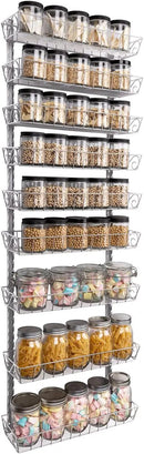 SWOMMOLY Adjustable Wall Mount Spice Rack, 9-Tier Dual-use (Multi-use) Organizer, Silver by CozyNest Decor