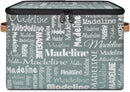 Custom Storage Basket with Name, Personalized Storage Bins with Zipper Lid, Foldable Fabric Storage Box Large capacity with Handle Gradient Grey Green by TinyTreasures Baby Boutique