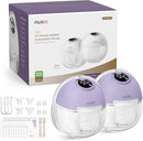 Nuliie Hands-Free Breast Pump, Wearable Breastfeeding Pump 4 Modes 9 Levels with 18/21/24MM Flange, Electric Breast Pump Portable, Replaced Pumping Accessories Included (2 Packs, Purple) by TinyTreasures Baby Boutique