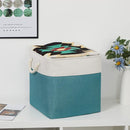 Bidtakay Fabric Baskets for Closets Shelves Lined Set of 3 Large Square Collapsible Storage Bins for Organizing 13 X 13 Cube Storage Bins for Pantry Organization Storage(Teal Blue) by TinyTreasures Baby Boutique