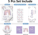 Personalized Baby Bedding Set, 5 Pcs Custom Baby Crib Set with Name, Soft Flannel Rainbow Crib Bedding Set for Girls, Double Layer Nursery Bedding Set, Infant Toddler Bedding Set Parents Gift by TinyTreasures Baby Boutique
