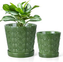 EFISPSS 5+6 Inch Plant Pot, Ceramic Pots for Plants with Drainage, Flower Pots Indoor Pots for Plants, Modern Flower Pots for Home and Office Windowsill Decoration Gift Set of 2 - Patina by GreenHaven Gardens
