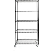 Seville Classics UltraDurable Heavy Duty NSF Solid Steel Wire Rack Storage Unit, Organizer for Garage, Warehouse, Office, Restaurant, Classroom, Kitchen, Black, 5-Tier Shelving, 36" W x 18" D by CozyNest Decor