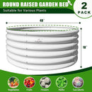 A ANLEOLIFE 2-Pack 4ft x 18” Tall Galvanized Raised Garden Beds Outdoor, Round Metal Planter Box for Planting Vegetables Flowers Herb, Anti-Rust & Easy-Setup, Antique White by GreenHaven Gardens