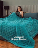 Pawque Super Soft Cozy Throw Blanket Twin Size for Couch Bed, Fluffy Sherpa Fleece Reversible Thick Warm Fuzzy Blanket for All-Season, 3D Checkered Jacquard Decorative Blankets, Teal Green, 60" x 80" by CozyNest Decor
