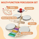 iPlay, iLearn Toddler Wooden Drum Set, Kids Musical Instruments Toy, 8 in 1 Percussion Drum Kit W/Xylophone Cymbal, Baby Montessori Learning Birthday Gifts for 18 Month, 2 3 4 5 6 Year Old Boy Girl by TinyTreasures Baby Boutique