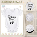 9 Pcs Pregnancy Announcement Set Pregnancy Reveal Ideas Felt Letter Board Baby Bodysuit Booties Photo Frame Bear Plush Wood Blocks for Coming Soon Baby Announcement(Black) by TinyTreasures Baby Boutique
