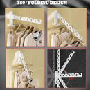 Wall Mount Coat Hanger Holder White Clothes Drying Organizer Rack Garment Hooks Aluminium Retractable Folding Indoor Wall Mounted Hanger Space Saver for Laundry Room Bedroom White 2 Pack with 8 Hooks by CozyNest Decor