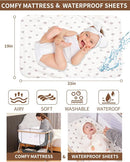 Baby Bassinet Bedside Sleeper - 3 in 1 Bassinets with Waterproof Sheets, Soft Mattress and Breathable Mesh, Adjustable Height Bedside Bassinet for Baby with Wheels, Storage Basket, Gray by TinyTreasures Baby Boutique