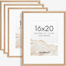 16x20 Picture Frame Set of 4 Natural Solid Oak Photo Frames with 11x14 Removable Mat Wall Hanging Large Handcrafted Frame with HD Plexiglass Wall and Tabletop Display Large Poster Frame by CozyNest Decor