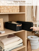 StorageWorks Narrow Storage Bins, Small Basket for Closet and Shelves, Fabric Organizer with Handles, Toilet Paper Storage, Black, 2-Pack by CozyNest Decor