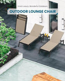 Chaise Lounge Outdoor, Foldable Aluminum Pool Lounge Chairs with 5 Positions Recliner - Free Assembly - Patio Chaise Lounge Chair for Poolside, Beach, Yard (Khaki) by GreenHaven Gardens